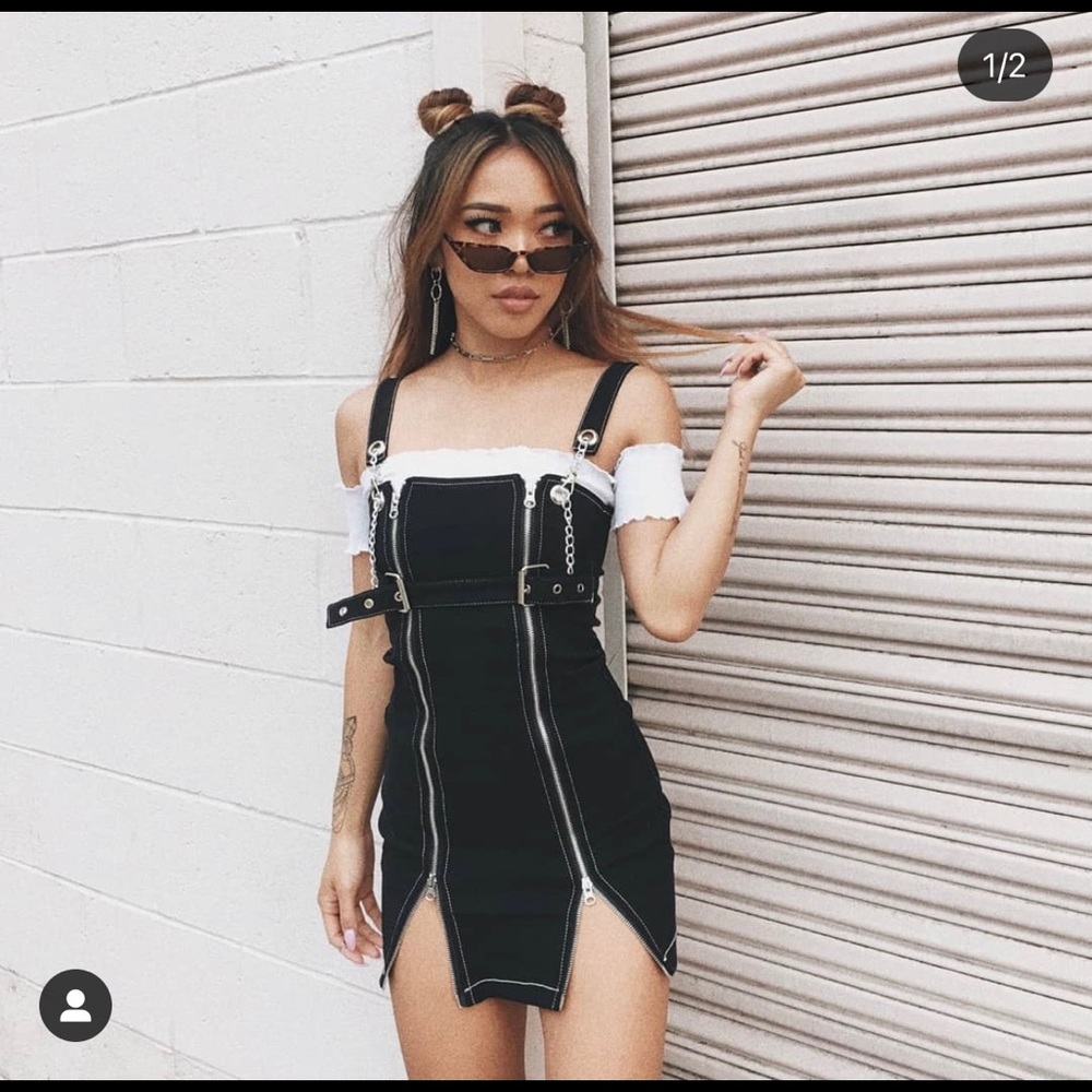 Black Zip Mini Dress